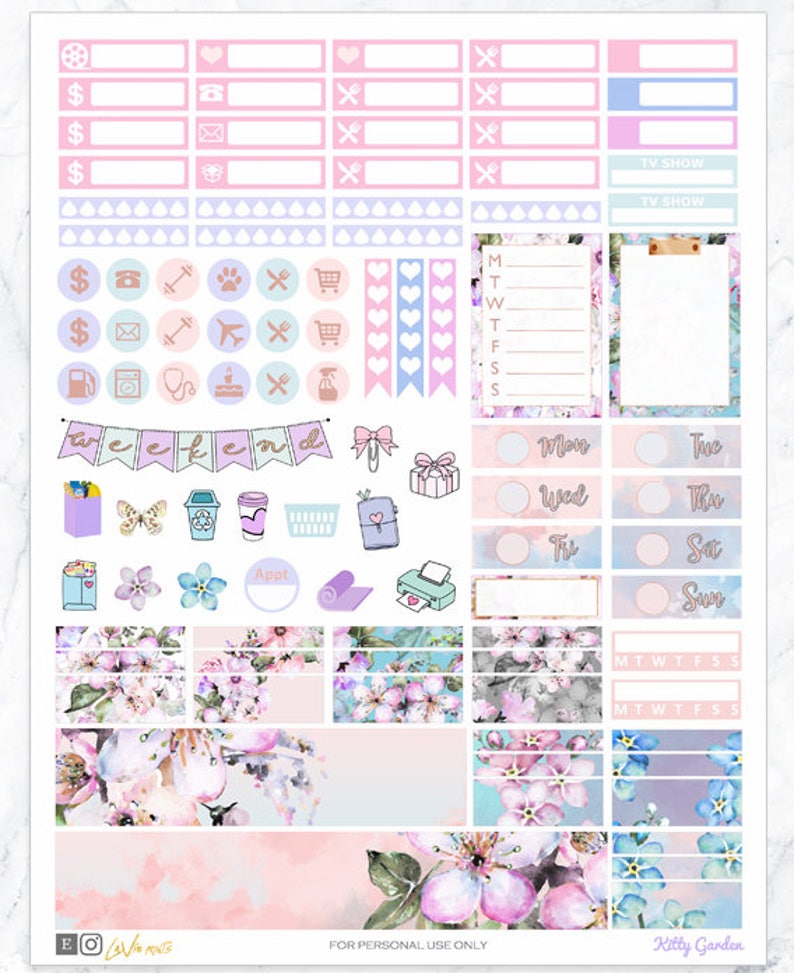 Cute Cat Printable Weekly Planner Stickers Kit, Erin Condren Cat ...