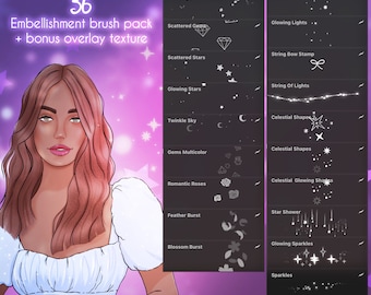 Procreate Brush Set: Pretty Element Stamps, Sparkle & Glitter (Digital Download)