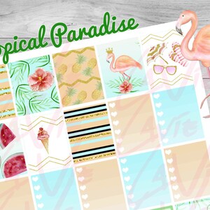 Printable Planner stickers, Tropical Paradise, Pineapple Flamingo Stickers, weekly planner, use with Erin Condren, instant download, summer