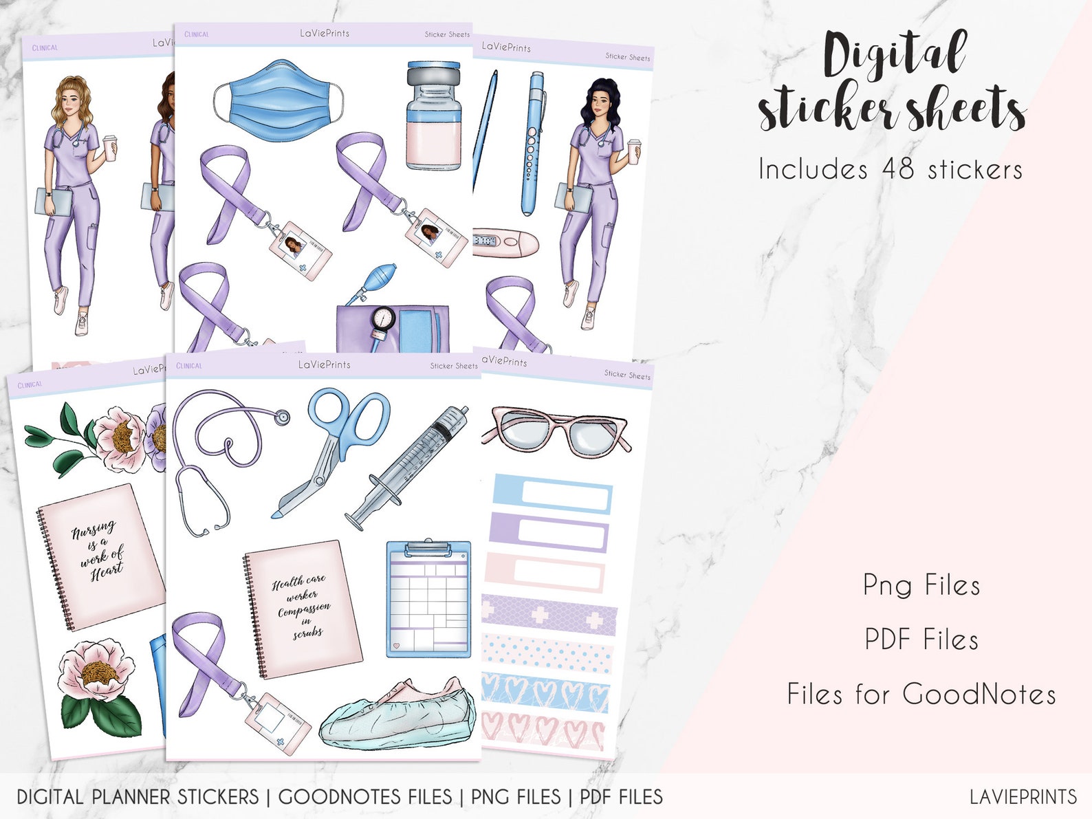 Clinical Digital Planner Stickers: Nurse Theme, Goodnotes PNG (digital ...