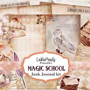 Magic Junk Journal Kit, Afdrukbaar Wizard dagboek, Digitale junk Journal kit, Afdrukbare ephemera Paper Collage Sheets, Fall junk journal