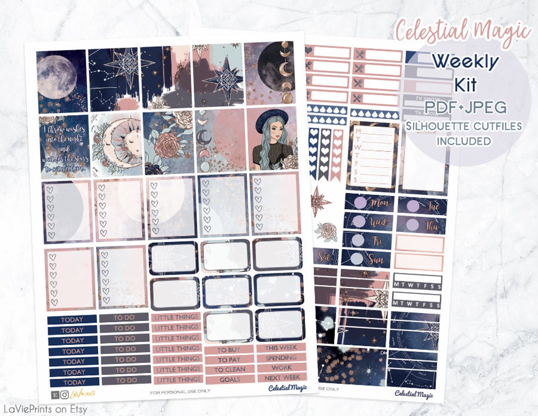 Printable Planner Stickers for Erin Condren Planner, Celestial Kit ...