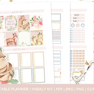 Moederdag afdrukbare planner stickers | Wekelijkse planner stickerkit | Erin Condren Verticaal | NAAKVIJLEN | TN | Functioneel | Moeder dierenpakket