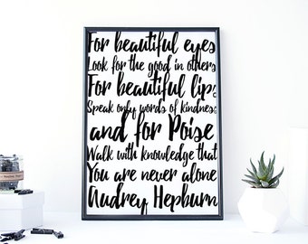 Audrey Hepburn wall art, Audrey Hepburn print, printable quote, Inspiring typography, minimalist, scandinavian, Audrey quote print, digital