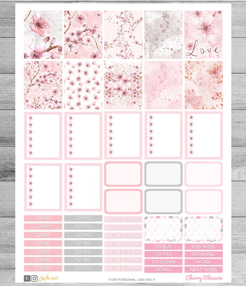 Cherry Blossom Printable Planner Stickers Spring Garden - Etsy