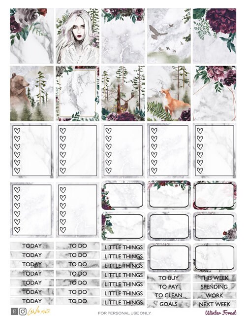 Winter Forest Weekly Kit Printable Planner Stickers - Winter Woodland ...