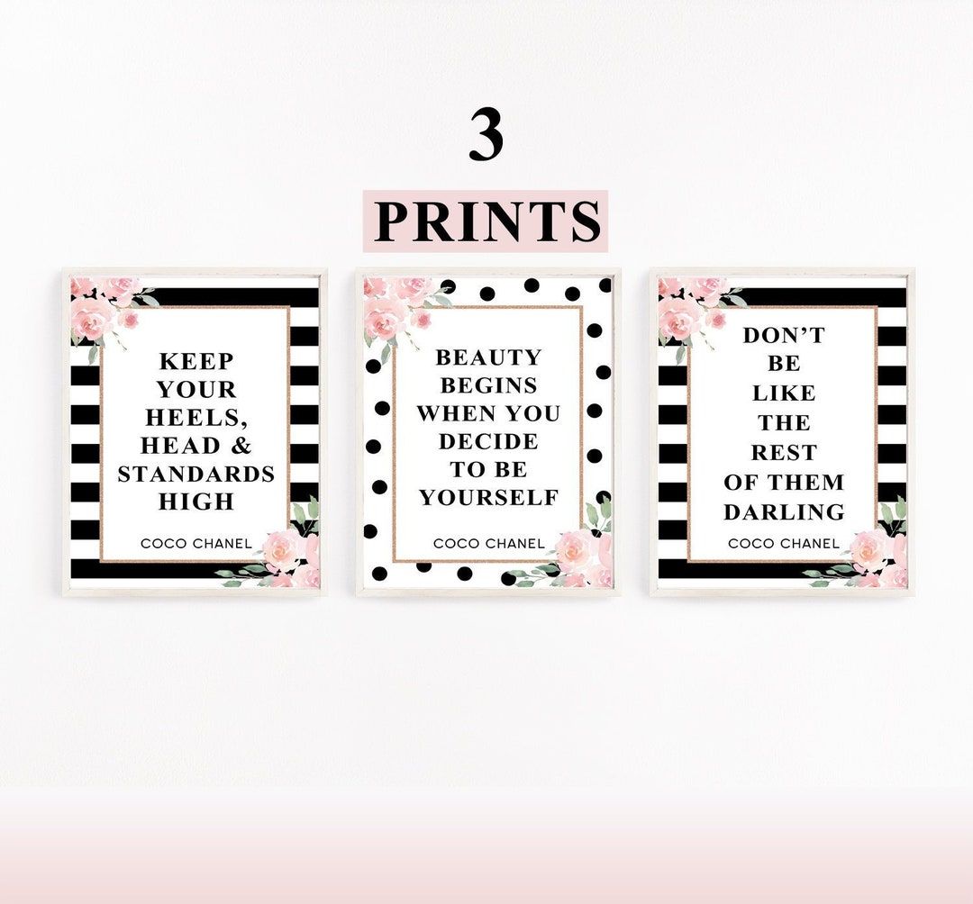coco-chic-set-of-3-printable-wall-art-fashion-quote-print-floral-chic-inspirational-quotes-office-wall-art-prints-nursery-art-etsy