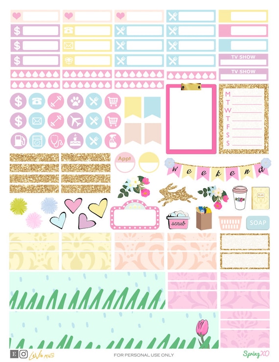 Colourful printable diary stickers – makeandtell