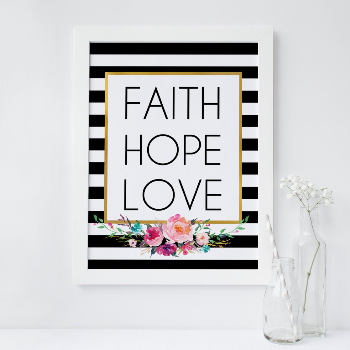 Faith Hope Love Wall Art Printable Wall Art Kate Spade - Etsy