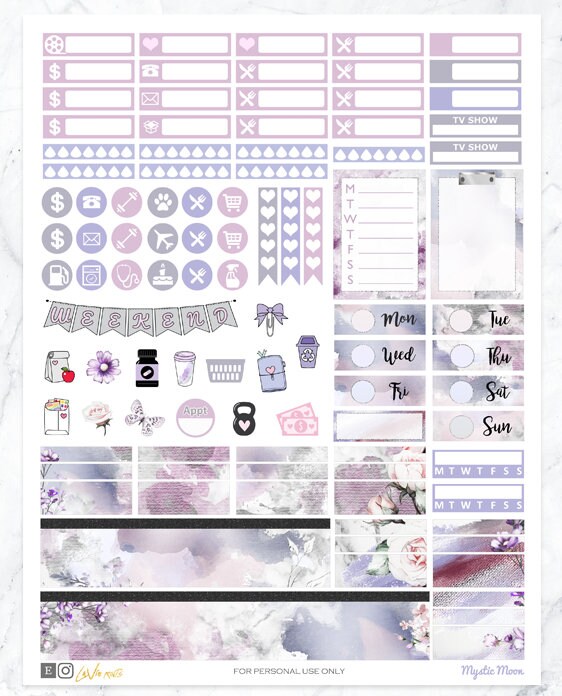 Printable Planner Stickers Floral Stickers Fantasy Planner | Etsy