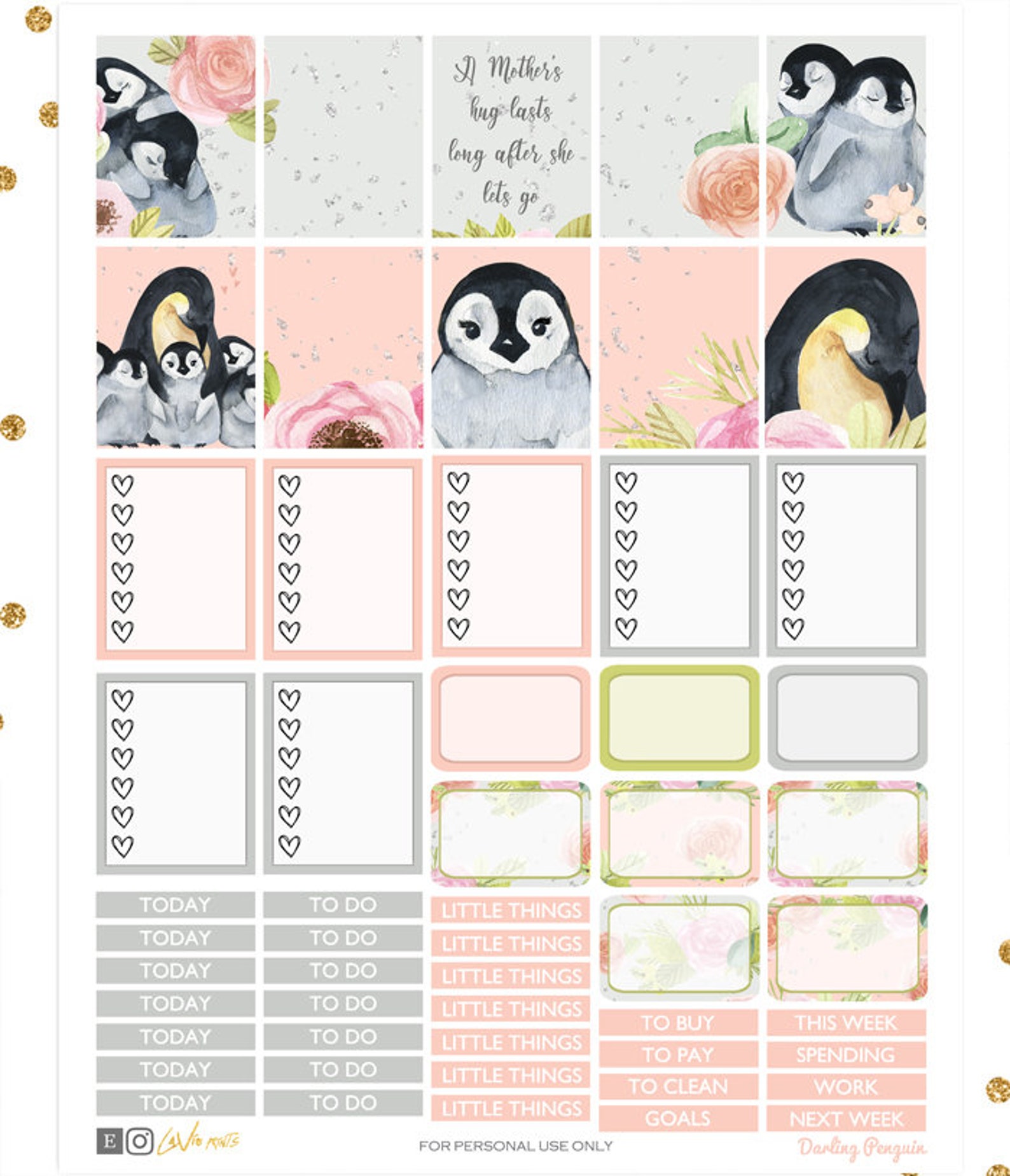 Penguin Planner Stickers, Printable Weekly Kit, Animal Stickers, Use ...