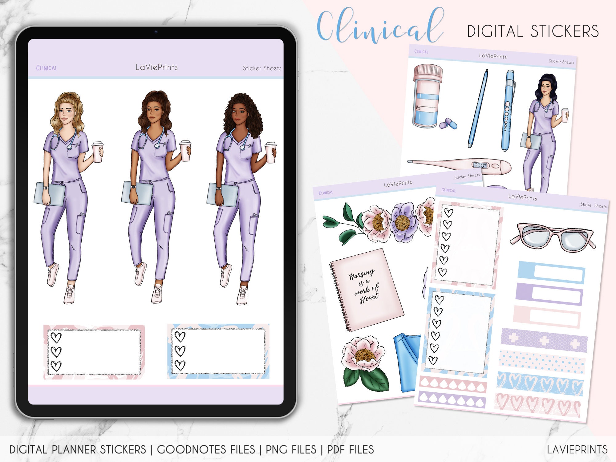 Clinical Digital Planner Stickers: Nurse Theme, Goodnotes PNG (digital ...
