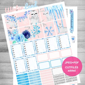Winter Printable Planner Stickers, Weekly kit, Glam Planner, Christmas, Floral, Animals, Snow, Bear, Seal, Cutfiles, use with Erin Condren