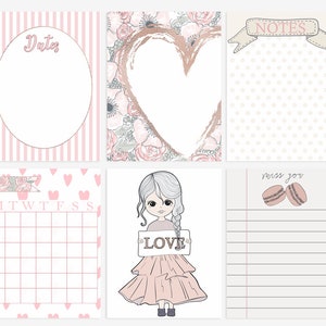Printable Journaling Karten, 3x4 Pocket Karten für Scrapbooking, Project Life inspirierte Karten, Planer Einsätze, druckbare Notizen Seite, Listen