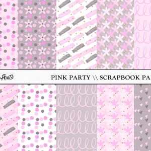 Pink Party Digital Papers, Pink Floral nahtloses Musterpapier, Partyplaner digitales Scrapbook Papier, Kommerzielle Nutzung, Schicke florale Papiere