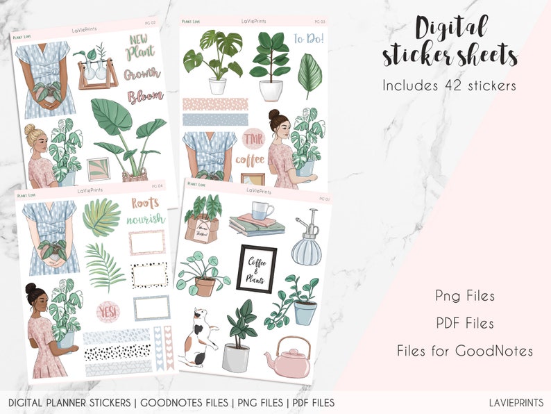 Botanical Digital Planner Stickers: House Plant Mom (goodnotes, PNG) - Etsy