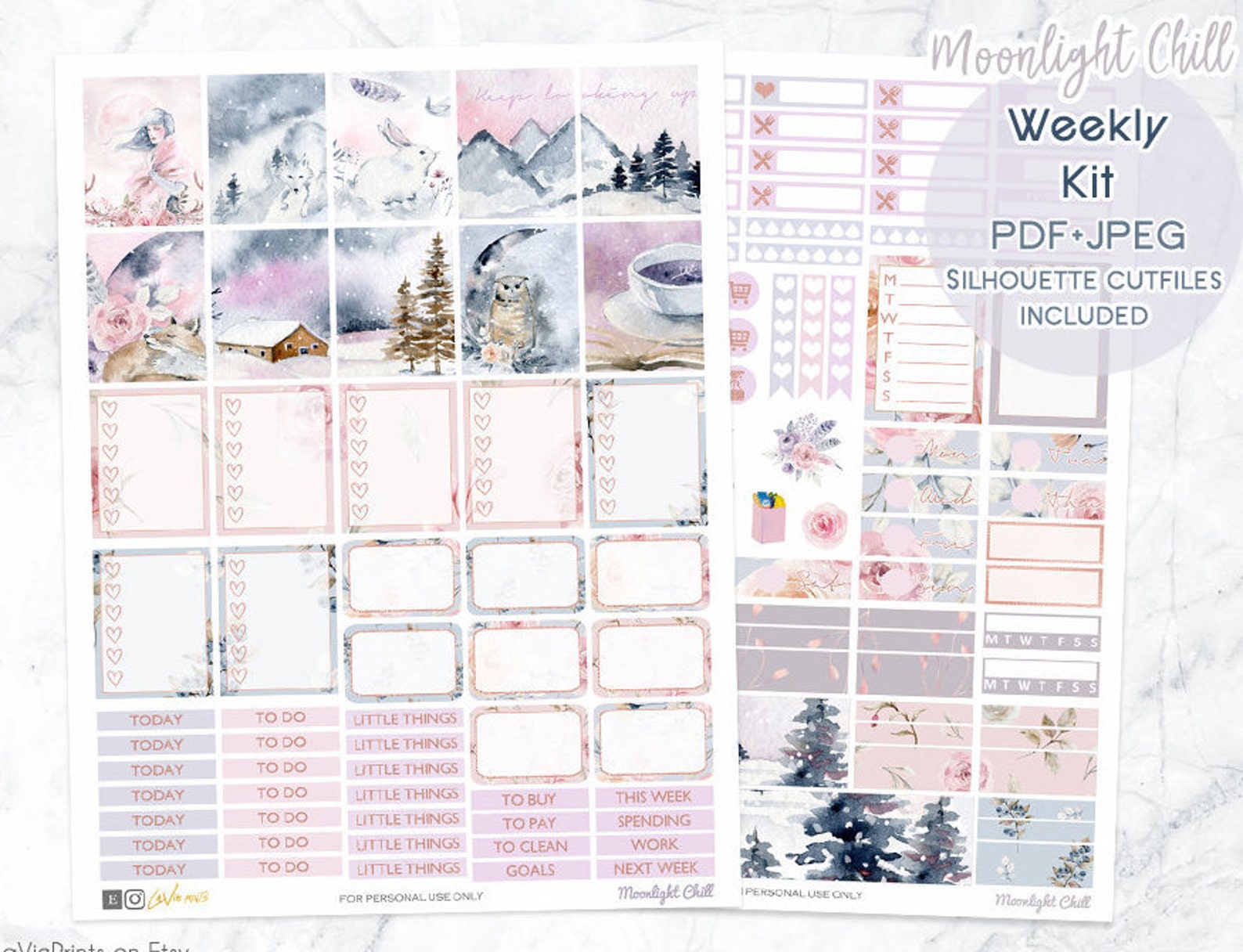 Printable Planner Stickers for Erin Condren Planner, Winter Glam ...