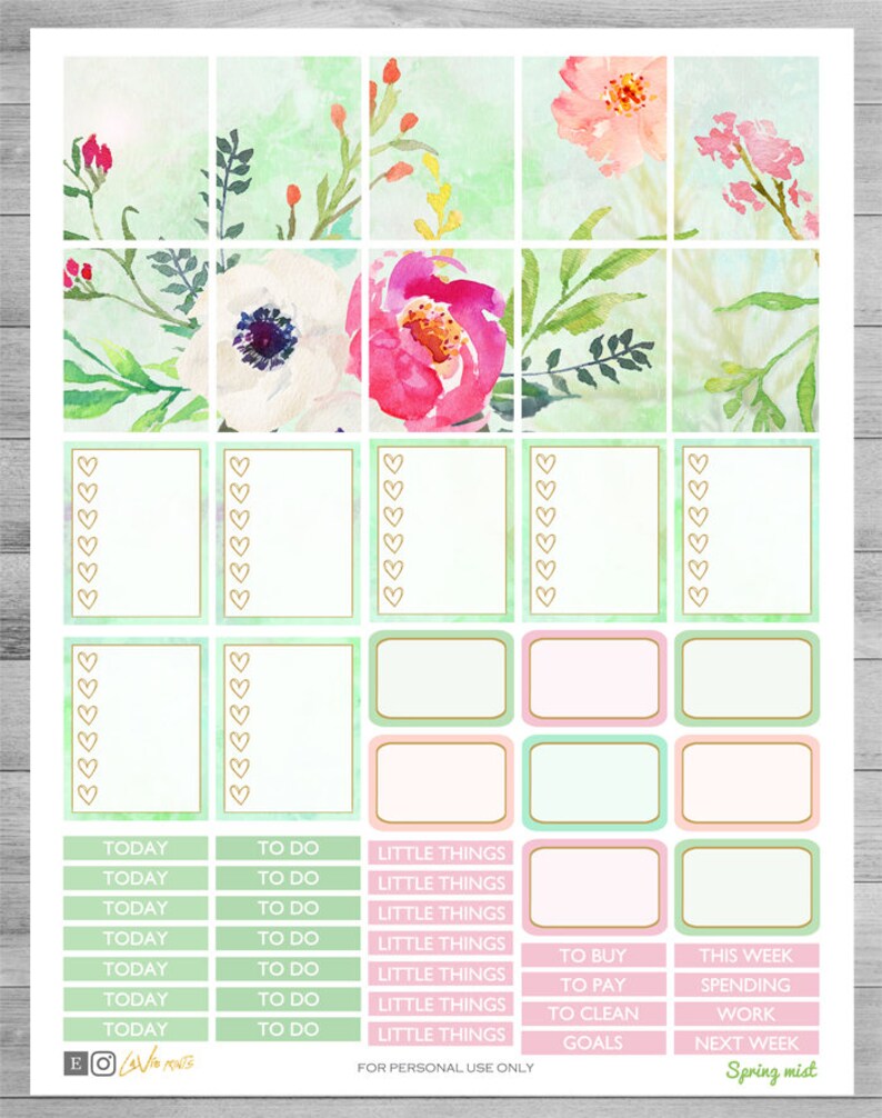 Printable Planner Stickers Watercolor Floral Stickers Use - Etsy