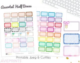 Rounded Corner Boxes with Lines Printable Planner Stickers – Erin