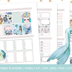 Mermaid Printable Planner Stickers Weekly Planner Sticker Kit for Erin ...
