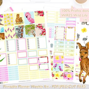Australian Animals Weekly Kit, bush animals,  Koala and kangaroo Printable Planner Stickers - Erin Condren, Cutfiles, Printable Freebie