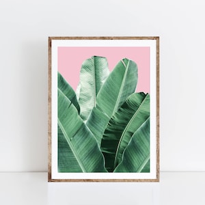 Stampa foglia di banana, poster di foglie di banana, decorazioni per la casa verdi, stampa di foglie di banana stampabili, stampa di arte botanica, arte della parete del fogliame, arte della foglia di palma