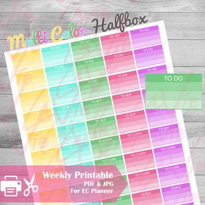 Printable Checklist Planner Stickers, Multicolor Checklist,  Instant Download for use with ERIN CONDREN LIFEPLANNER, To do Rainbow stickers