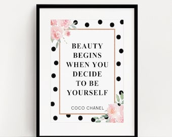 Coco Chanel Set of 3 Printable wall art, Chanel quote Fashion Print, Floral  chic inspirational quotes, Office wall art prints, Nursery art