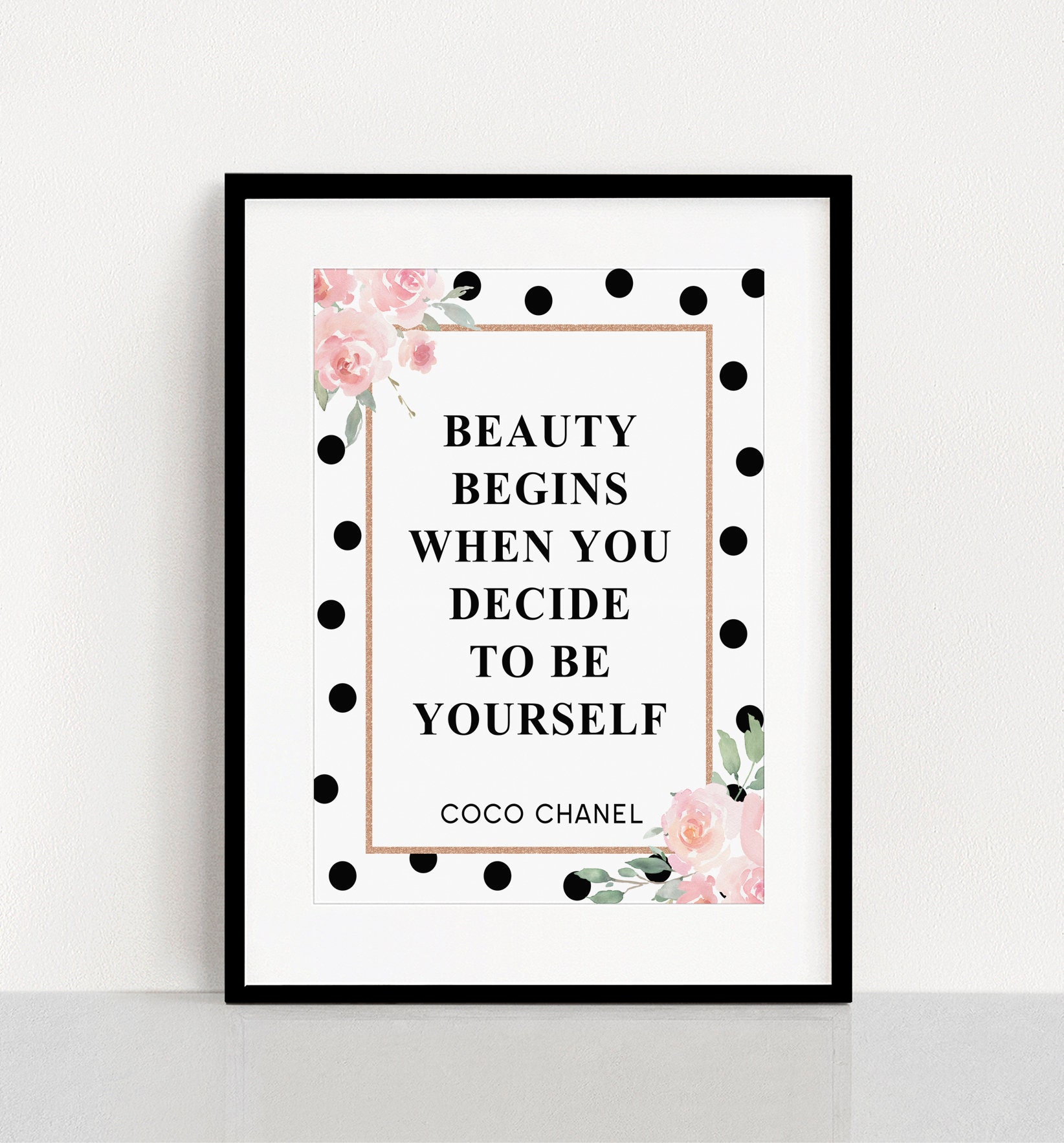 Coco Chic Set of 3 Printable Wall Art, Fashion Quote Print, Floral