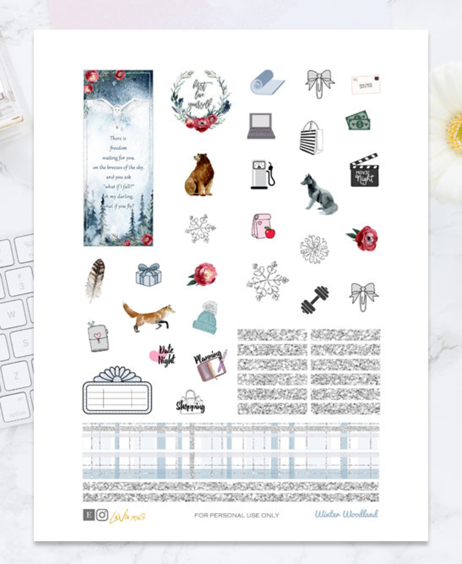 Winter Woodland Weekly Kit Printable Planner Stickers - Winter Weekly ...