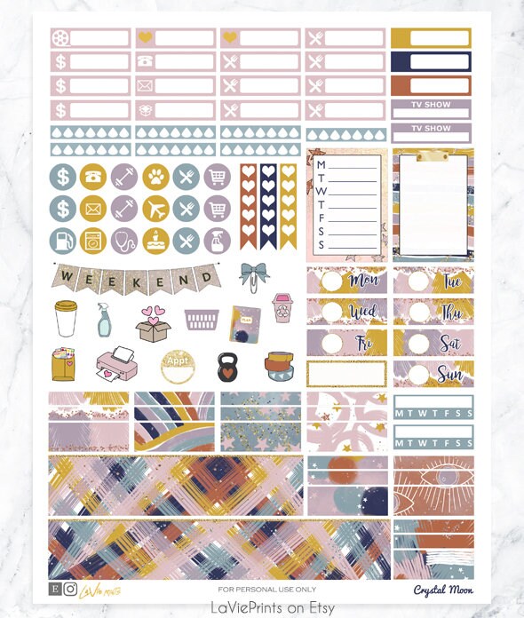 Boho Printable Planner Stickers Weekly Kit for Erin Condren | Etsy