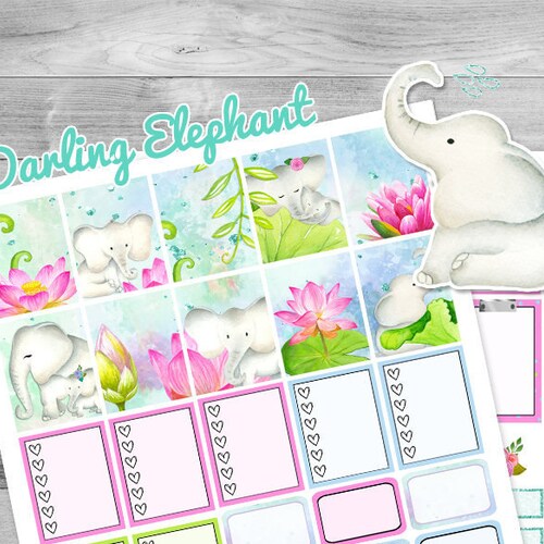 Elephant Planner Stickers Printable Planner Stickers Weekly Etsy