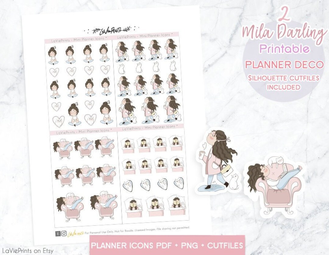 Me Time Printable Stickers for Erin Condren With Silhouette Cutlines ...