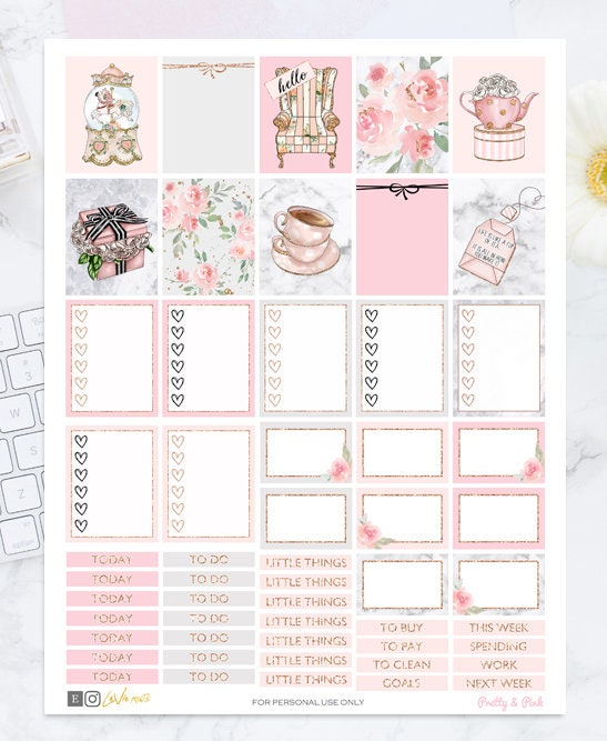 Pretty & Pink Weekly Kit Printable Planner Stickers Planner - Etsy