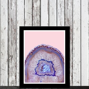 Geode wall art, Geode print, purple Geode, crystal print, printable modern art, agate art, pink art, raw mineral art decor, gem art image 2