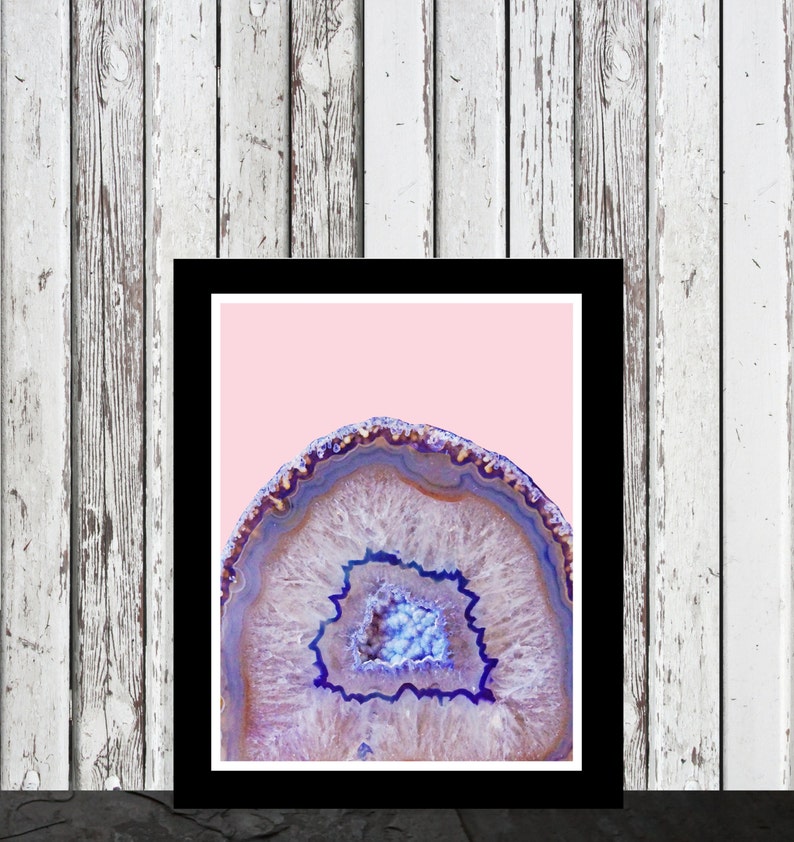 Geode wall art, Geode print, purple Geode, crystal print, printable modern art, agate art, pink art, raw mineral art decor, gem art image 2