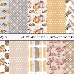 Fall Digital Papers, Autumn crisp seamless pattern paper, fall planner digital scrapbook paper, Commercial use, Pumpkins, leaves, plaid