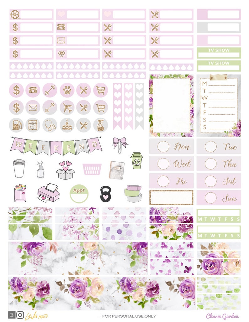 Easter Garden Weekly Kit Printable Planner Stickers - Spring Weekly Kit ...