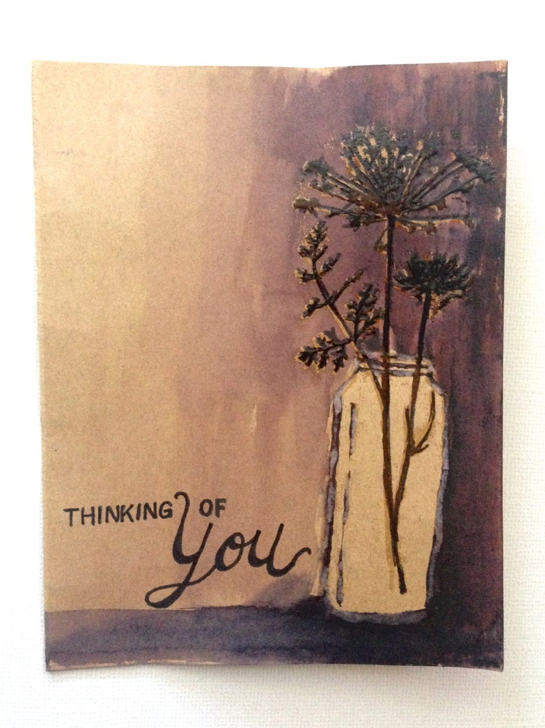 artisan cus thinking of you handcrafted card Handmade Simple Home Collection - love via paper card original art card