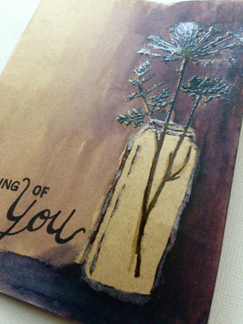 artisan cus thinking of you handcrafted card Handmade Simple Home Collection - love via paper card original art card