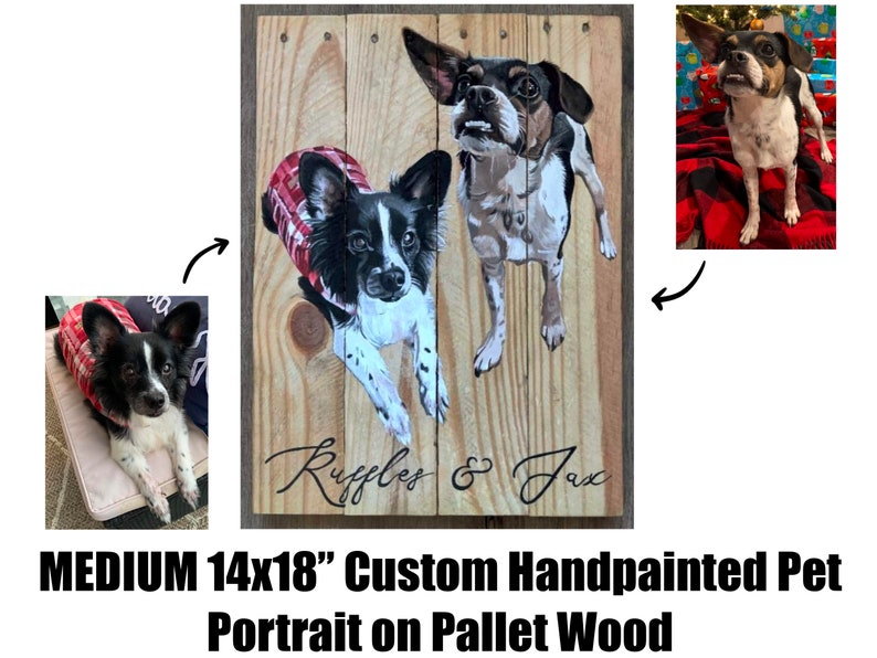 MEDIUM 14x18” Custom Pet Portrait Handpainted on Pallet Wood 