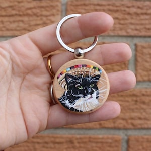 Hand-Painted Wooden Pet Keychain, Custom Portrait on Wood, Personalized Dog or Cat Gift Accessory zdjęcie 10