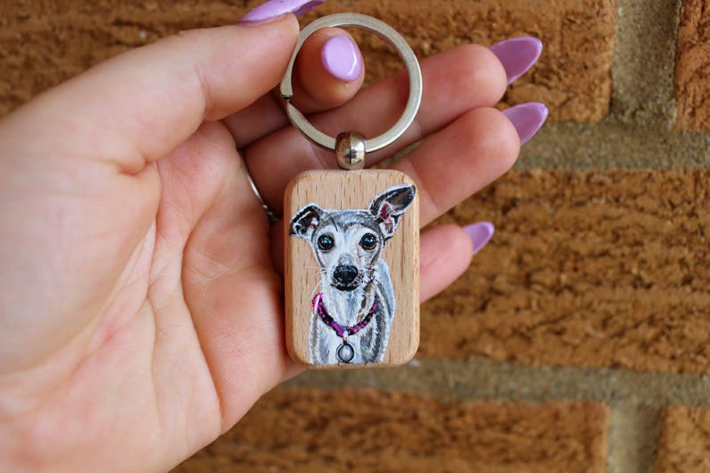 Hand-Painted Wooden Pet Keychain, Custom Portrait on Wood, Personalized Dog or Cat Gift Accessory zdjęcie 11