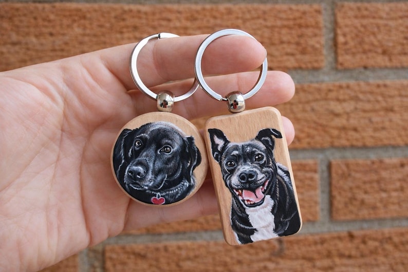 Hand-Painted Wooden Pet Keychain, Custom Portrait on Wood, Personalized Dog or Cat Gift Accessory zdjęcie 6