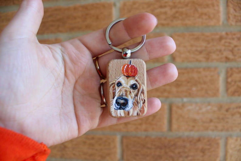 Hand-Painted Wooden Pet Keychain, Custom Portrait on Wood, Personalized Dog or Cat Gift Accessory zdjęcie 4