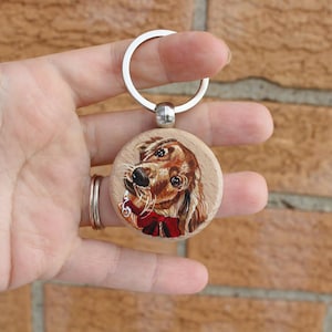 Hand-Painted Wooden Pet Keychain, Custom Portrait on Wood, Personalized Dog or Cat Gift Accessory zdjęcie 7