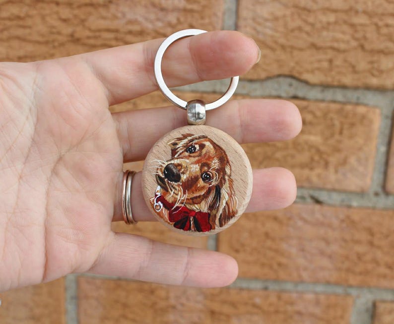 Hand-Painted Wooden Pet Keychain, Custom Portrait on Wood, Personalized Dog or Cat Gift Accessory zdjęcie 7