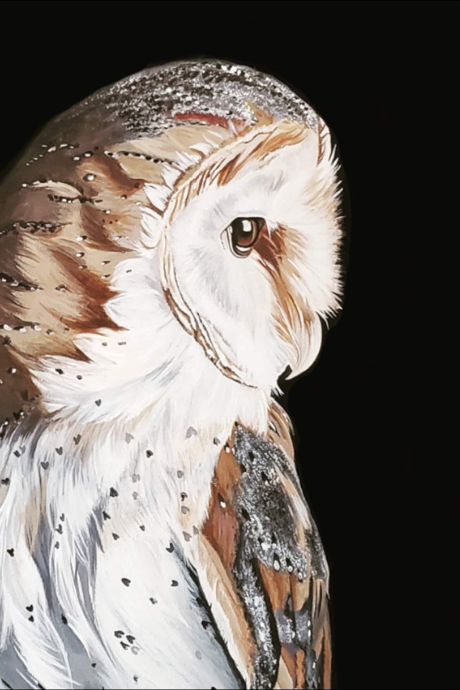 Barn owl art print of original painting Owl wall art Animal Etsy