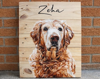 Custom Wood Pallet Pet Portrait, Hand-Painted from Photo, Dog, Cat, or Pet Gift, Personalized Animal Art, Pet Memorial Painting