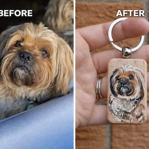 Hand-Painted Wooden Pet Keychain, Custom Portrait on Wood, Personalized Dog or Cat Gift Accessory zdjęcie 3